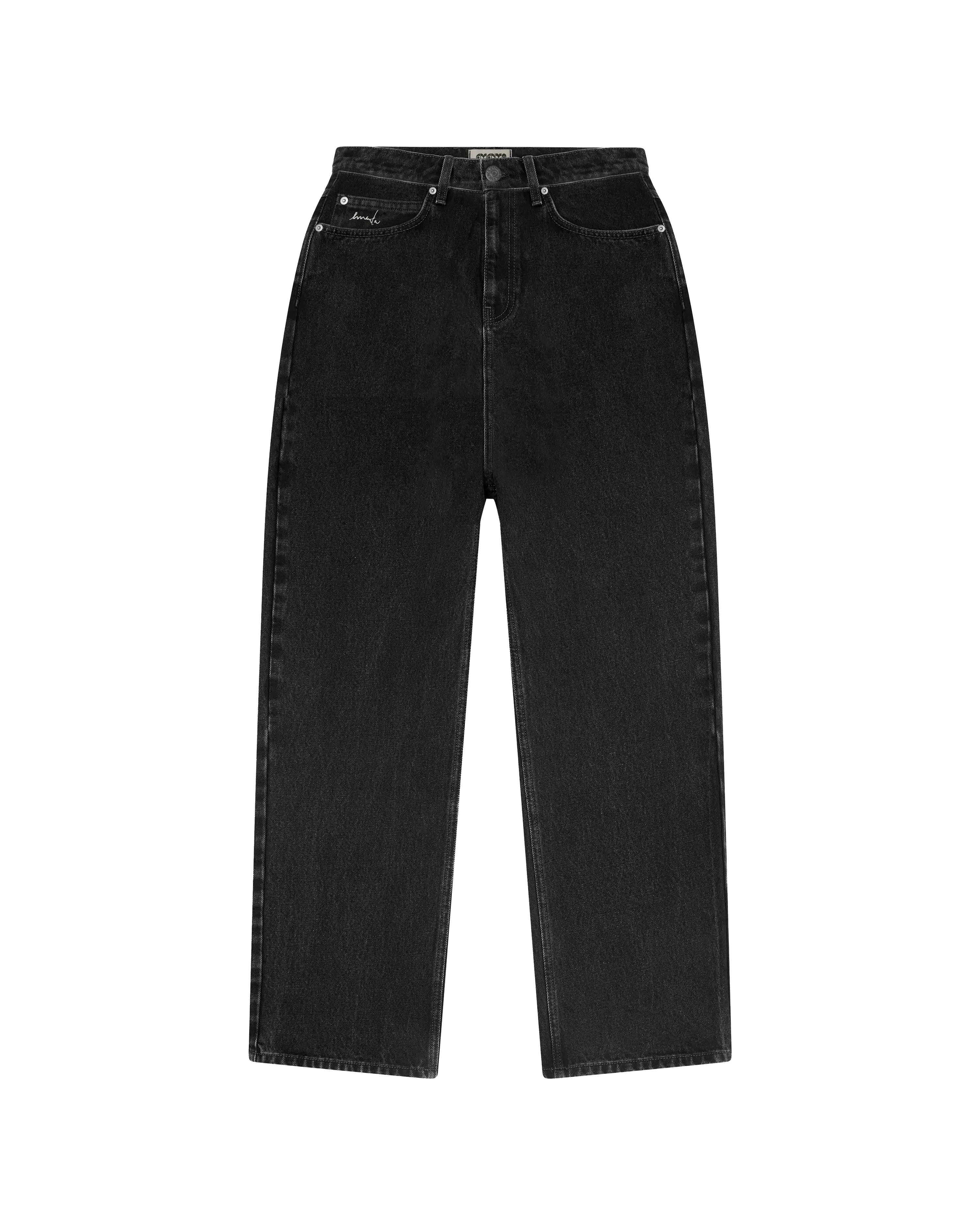 100% cotton black denim with a stone-washed finish for a soft, worn-in look
Oversized, baggy fit designed for women – high-rise waist and relaxed leg for all-day comfort
Slight taper toward the ankle for a balanced, modern silhouette
Classic 5-pocket construction with a functional coin pocket
Reinforced seams for added durability and long-lasting wear
Embroidered "ementa" signature logo on the front pocket
Ikon Flower logo embroidered on the back pocket
Branded button closure with metal zip fly
