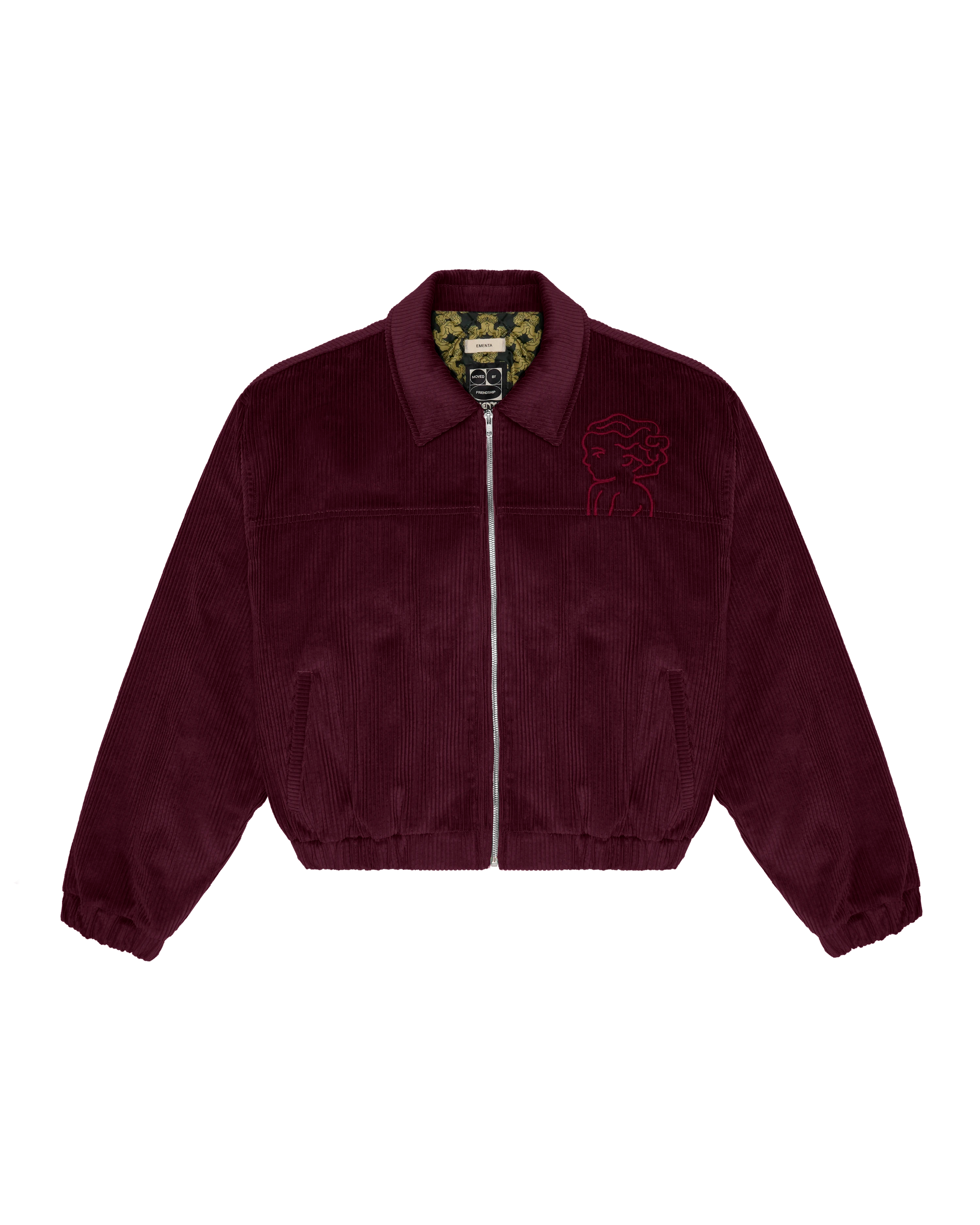 Durable black corduroy with liquid-repellent coating for weather protection
Puffed interior for added warmth and comfort
Embroidered Big Ikon logo on the chest for distinctive branding
Motto "Moved by Friendship" embroidered on the back
Elasticated waist and cuffs for an adjustable fit
Interior pocket for extra functionality
Made in Portugal&nbsp;